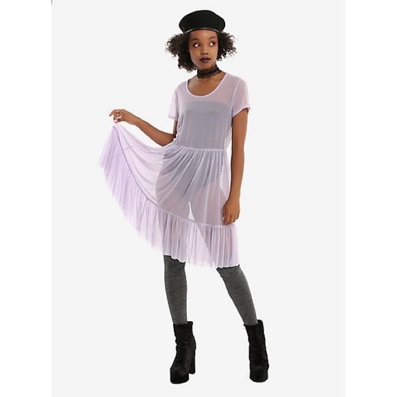 COPY - HotTopic Lavender Mesh Babydoll Dress - Picture 2 of 4